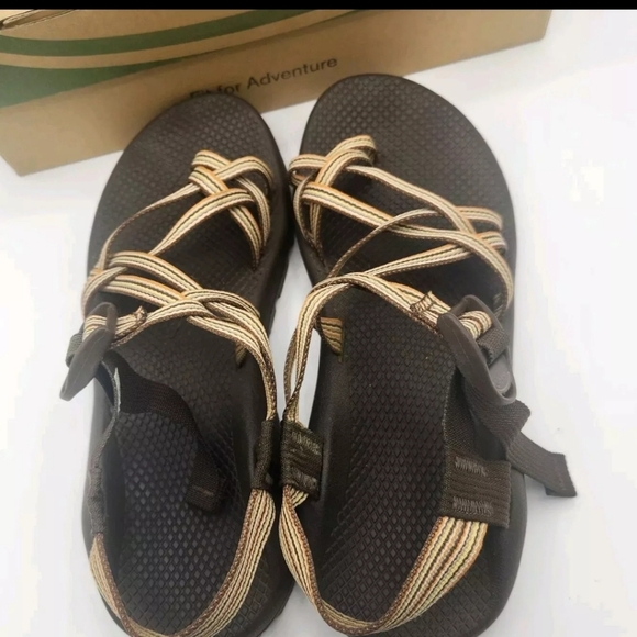 Chaco ZX2 Vibram Unaweep Striped Brown Sandals Trail Comfort Womens Size 10 - Picture 5 of 10